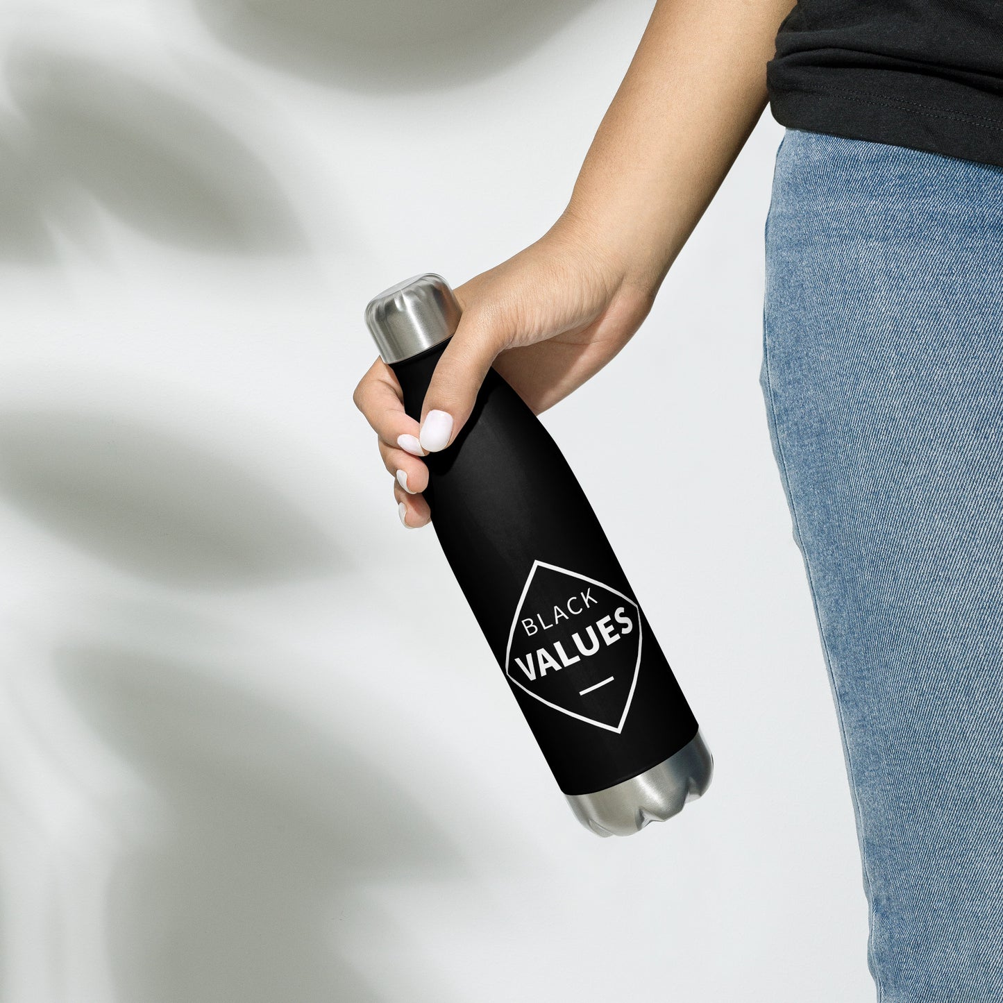 Stainless Steel Water Bottle - Black Values